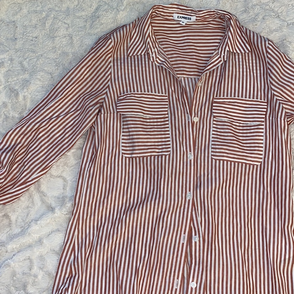 Express Striped Button Down Top - image 3